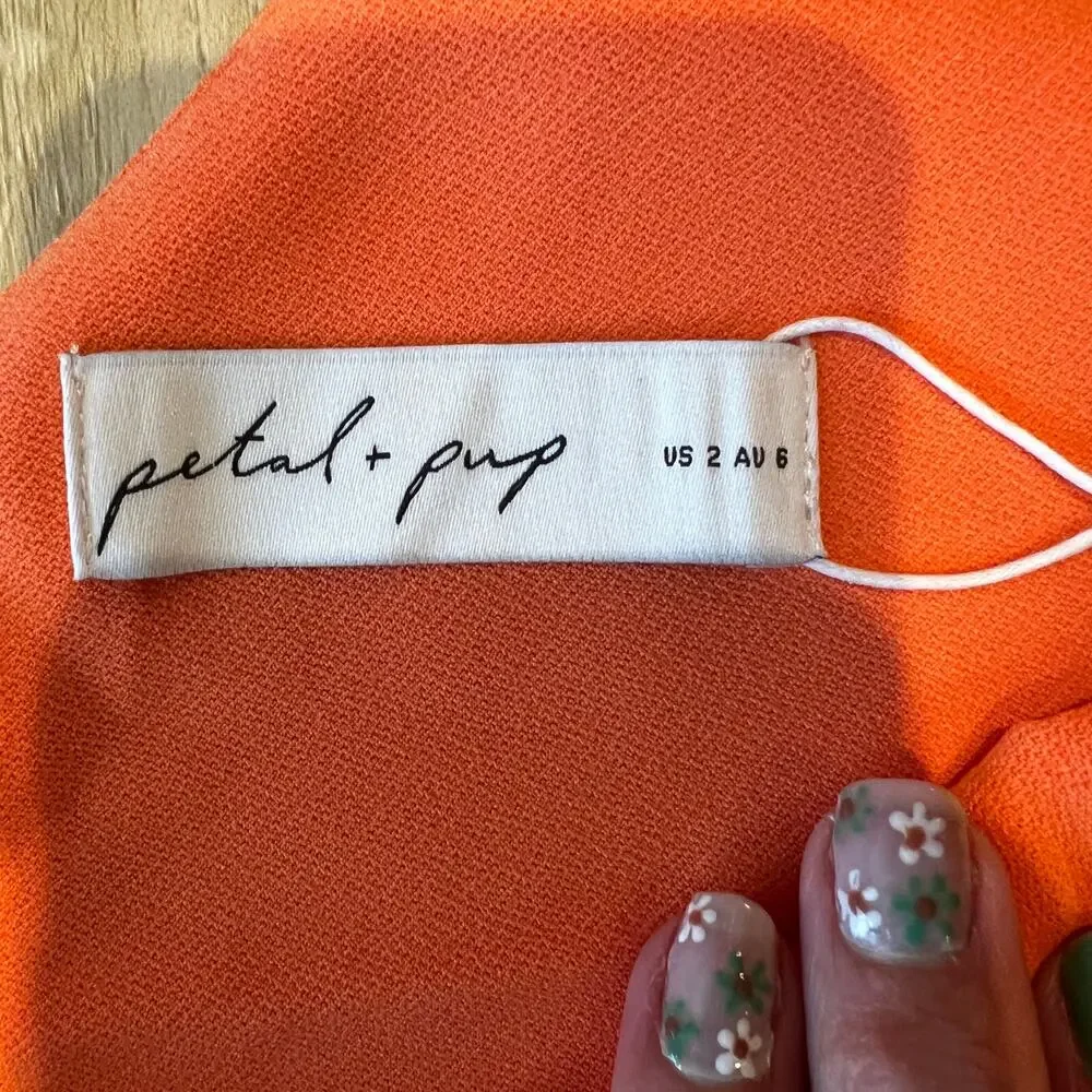 PETAL & PUP Women's Nadene Dress Size 2 In Orange - Picture 14 of 14